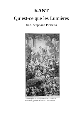 Couverture de Kant - Qu'est-ce que les Lumières (trad. Piobetta)